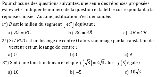 QCM: Exercice 25