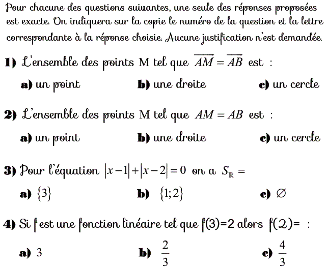 QCM: Exercice 75