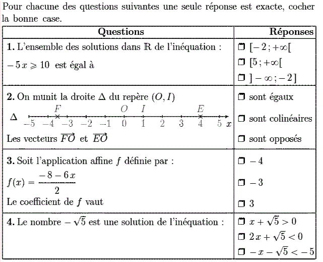 QCM: Exercice 77