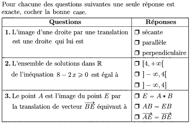 QCM: Exercice 19