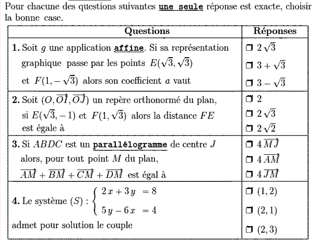 QCM: Exercice 42