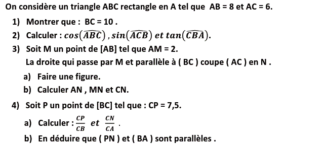 Rapports trigonométrique: Exercice 51