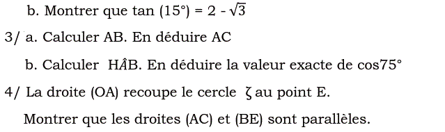 Rapports trigonométrique: Exercice 61