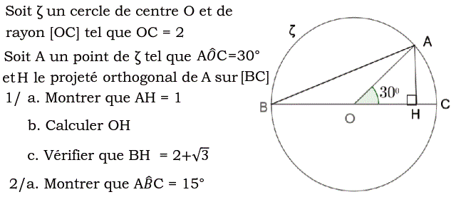 Rapports trigonométrique: Exercice 61