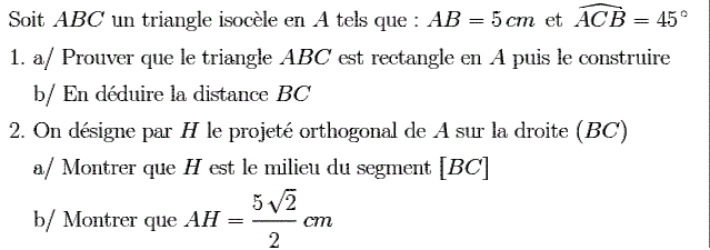 Rapports trigonométrique: Exercice 25