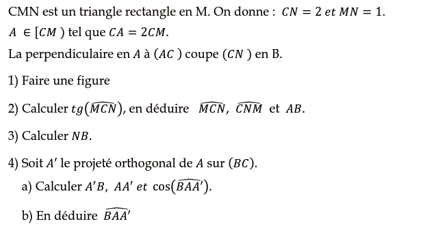 Rapports trigonométrique: Exercice 47