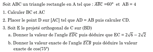 Rapports trigonométrique: Exercice 30