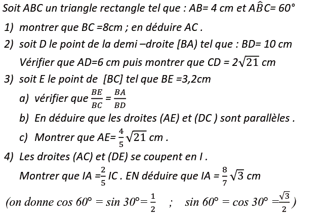 Rapports trigonométrique: Exercice 64
