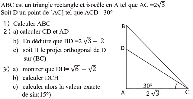 Rapports trigonométrique: Exercice 45