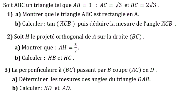 Rapports trigonométrique: Exercice 53