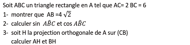 Rapports trigonométrique: Exercice 2