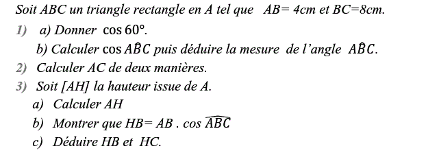 Rapports trigonométrique: Exercice 21