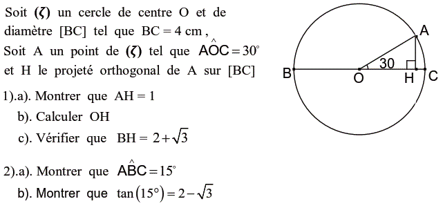 Rapports trigonométrique: Exercice 54