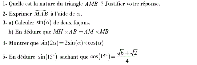 Rapports trigonométrique: Exercice 65