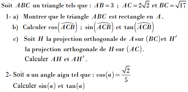 Rapports trigonométrique: Exercice 55