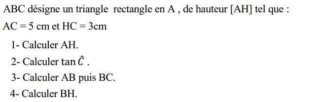 Rapports trigonométrique: Exercice 9