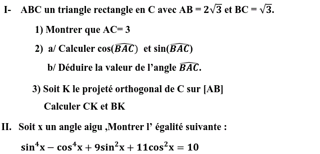 Rapports trigonométrique: Exercice 57