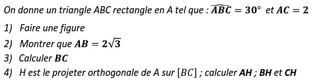 Rapports trigonométrique: Exercice 12