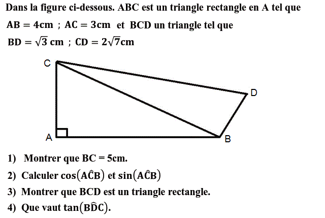 Rapports trigonométrique: Exercice 39