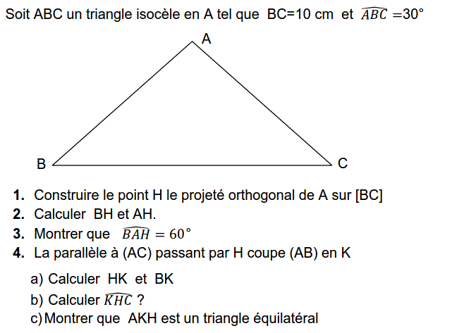 Rapports trigonométrique: Exercice 58