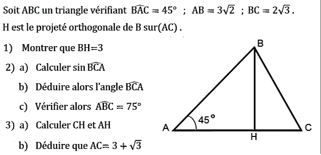 Rapports trigonométrique: Exercice 16