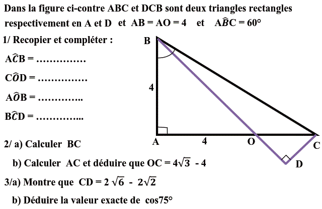 Rapports trigonométrique: Exercice 38