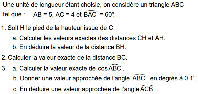 Rapports trigonométrique: Exercice 19