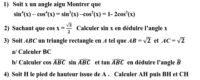 Rapports trigonométrique: Exercice 17