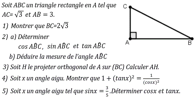 Rapports trigonométrique: Exercice 49