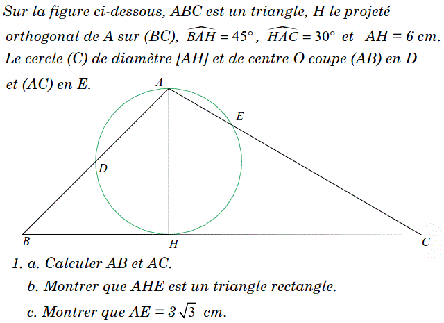 Rapports trigonométrique: Exercice 67