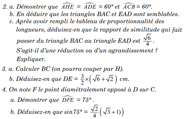 Rapports trigonométrique: Exercice 67