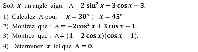 Rapports trigonométrique: Exercice 28