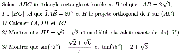 Rapports trigonométrique: Exercice 40