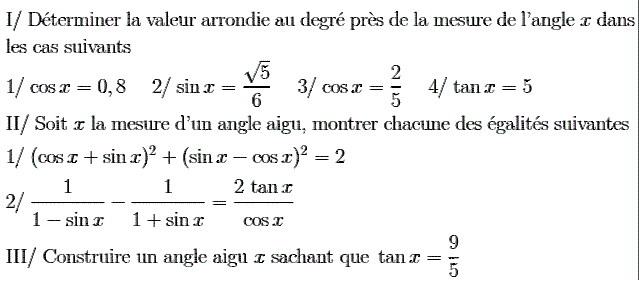 Rapports trigonométrique: Exercice 36
