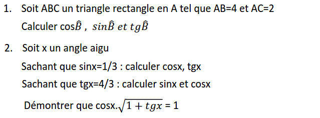 Rapports trigonométrique: Exercice 20