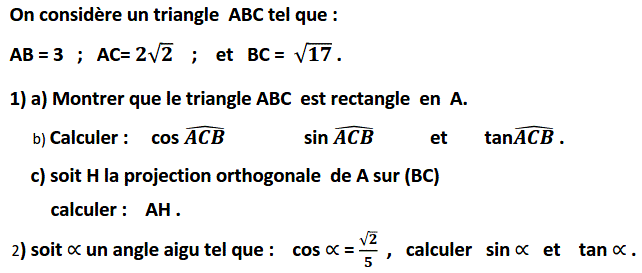 Rapports trigonométrique: Exercice 35