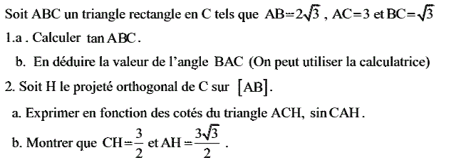 Rapports trigonométrique: Exercice 30