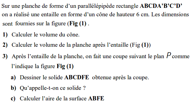 Sections planes solide: Exercice 14