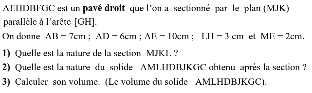 Sections planes solide: Exercice 8