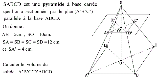 Sections planes solide: Exercice 3