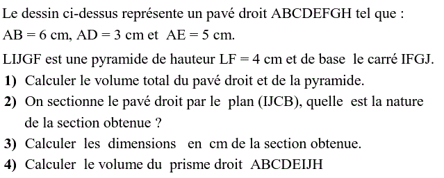 Sections planes solide: Exercice 11