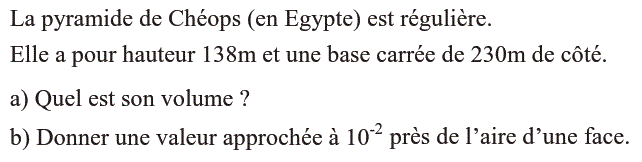 Sections planes solide: Exercice 1