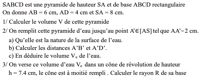 Sections planes solide: Exercice 13
