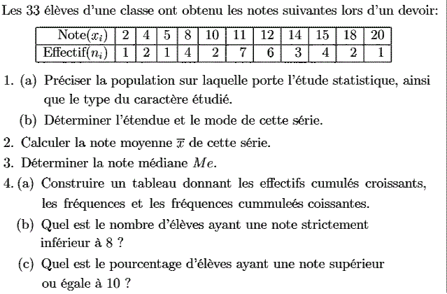 Statistiques: Exercice 32