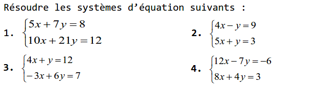 Système de deux équations: Exercice 2
