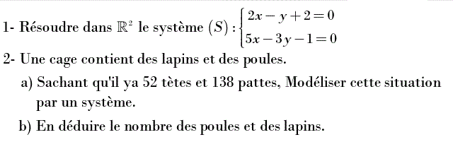 Système de deux équations: Exercice 16