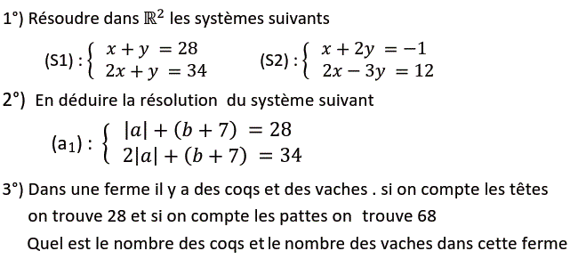 Système de deux équations: Exercice 44