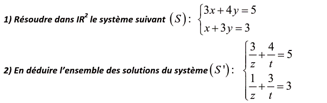 Système de deux équations: Exercice 3