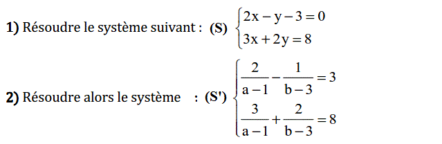 Système de deux équations: Exercice 9