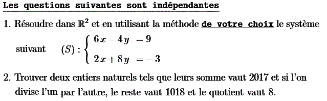 Système de deux équations: Exercice 46